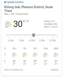 Discouraging weather forecast while in Khao Sok