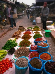 Morning market in Luang Prabang full of fresh products
