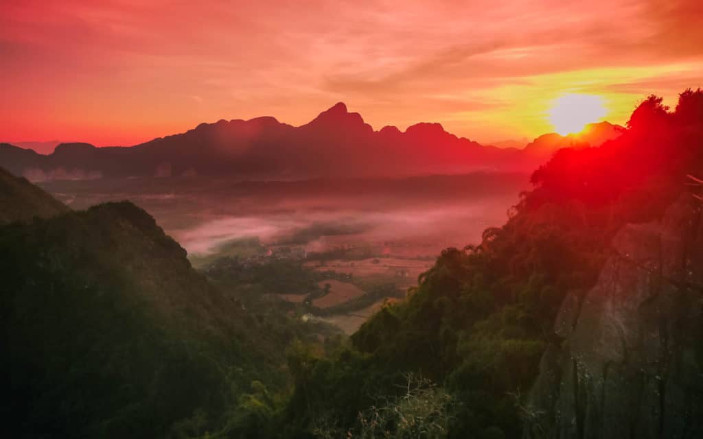 Vang Vieng sunset from Pha Ngern viewpoint