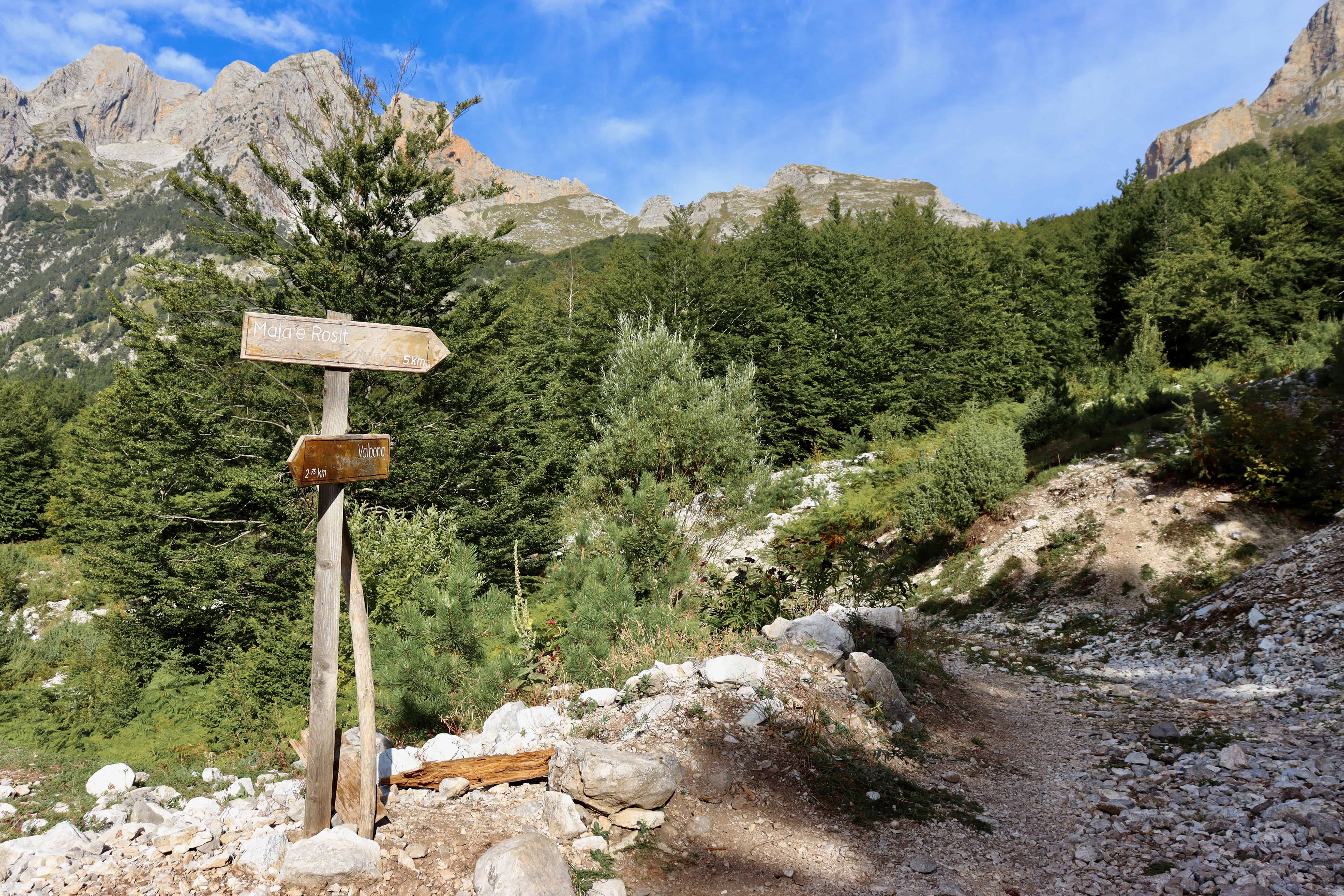 Signs in the Albanian Alps