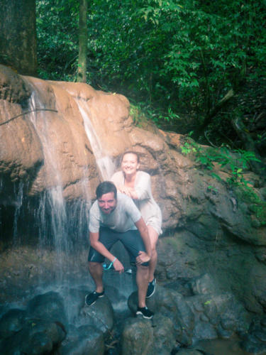 Enjoying refreshing Khao Sok waterfall 